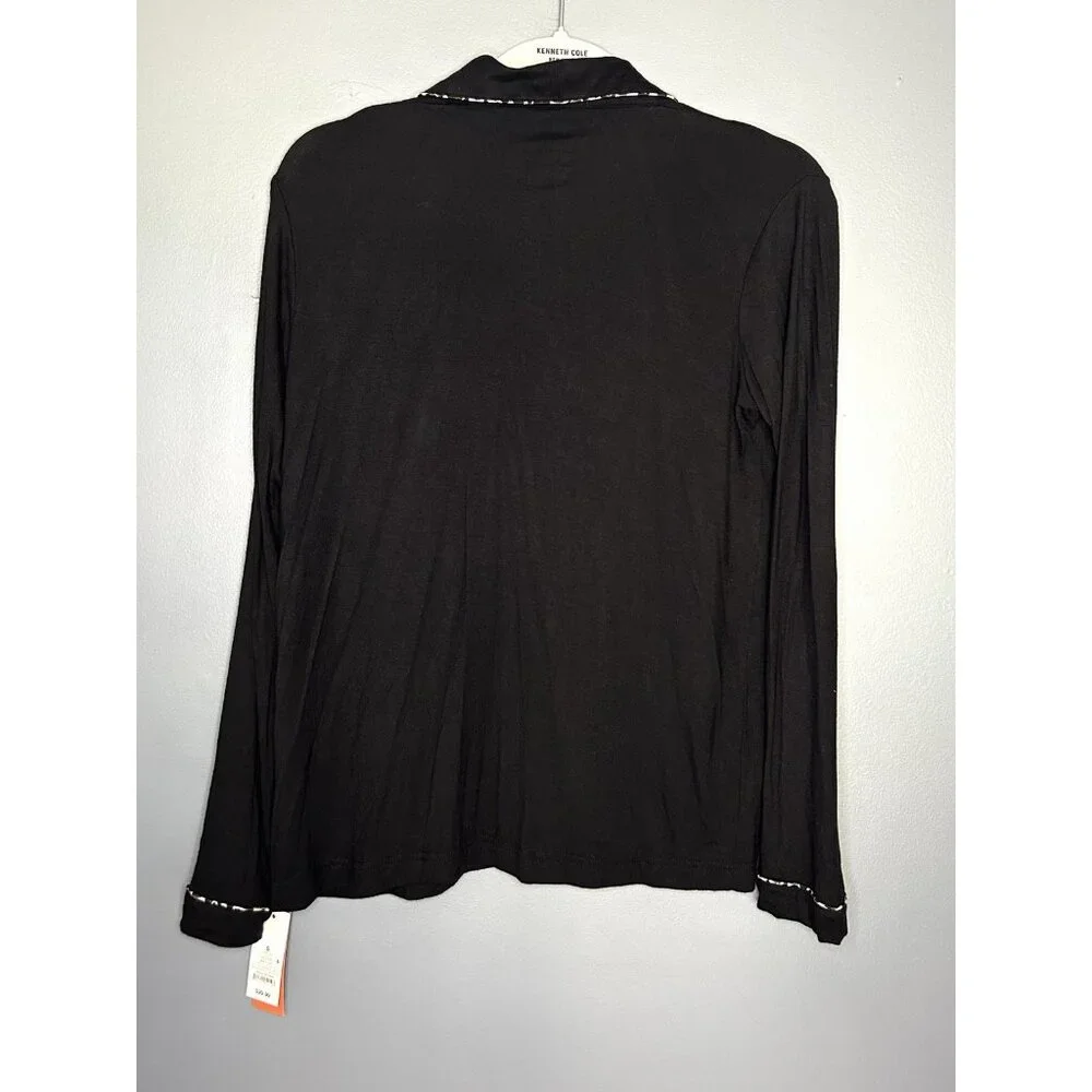 Gilligan O'Malley Pajama Top Womens Small Black Modal Long Sleeve Button Up Soft
